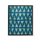 Holiday christmas tree over blue peacock pattern Framed Canvas Print Gallery Image 8