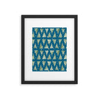 Holiday christmas tree over blue peacock pattern Framed Art Print Gallery Image 6