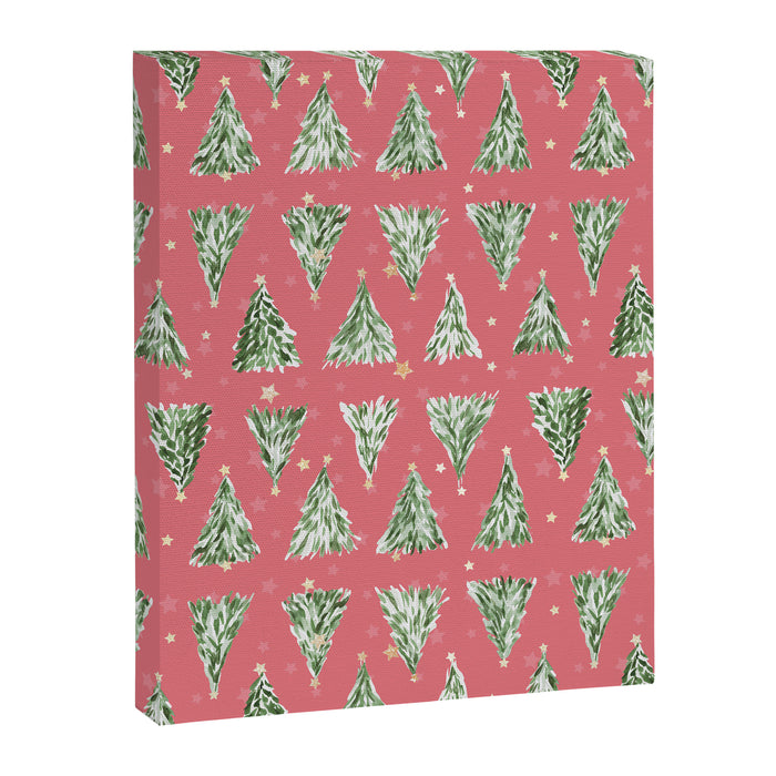 Holiday christmas tree over pink watermelon pattern Canvas Print Gallery Image 1