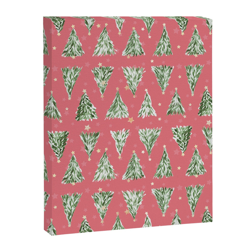Holiday christmas tree over pink watermelon pattern Canvas Print Gallery Image 8