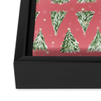 Holiday christmas tree over pink watermelon pattern Framed Canvas Print Gallery Image 3