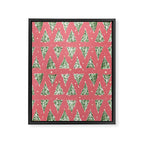 Holiday christmas tree over pink watermelon pattern Framed Canvas Print Gallery Image 8