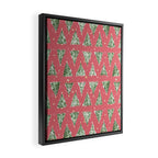 Holiday christmas tree over pink watermelon pattern Framed Canvas Print Gallery Image 2
