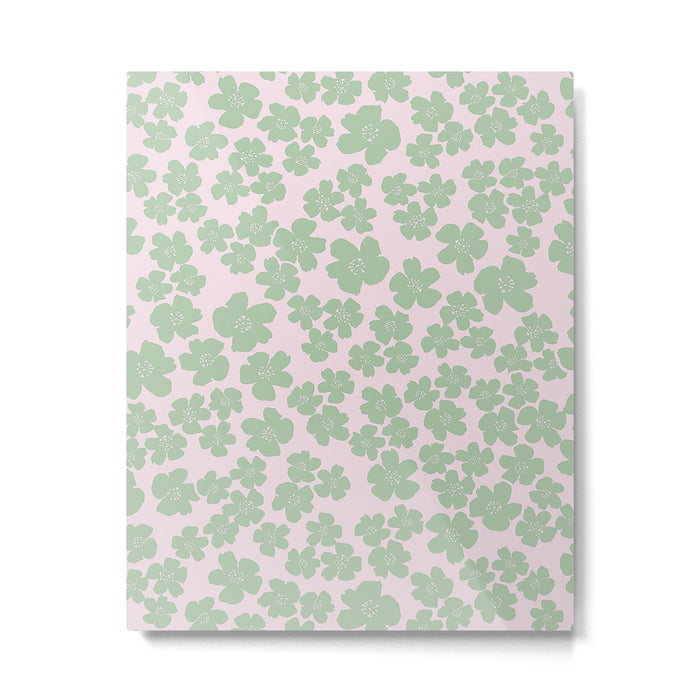Mint green flower blossom scatter on blush pink Metal Print Gallery Image 1