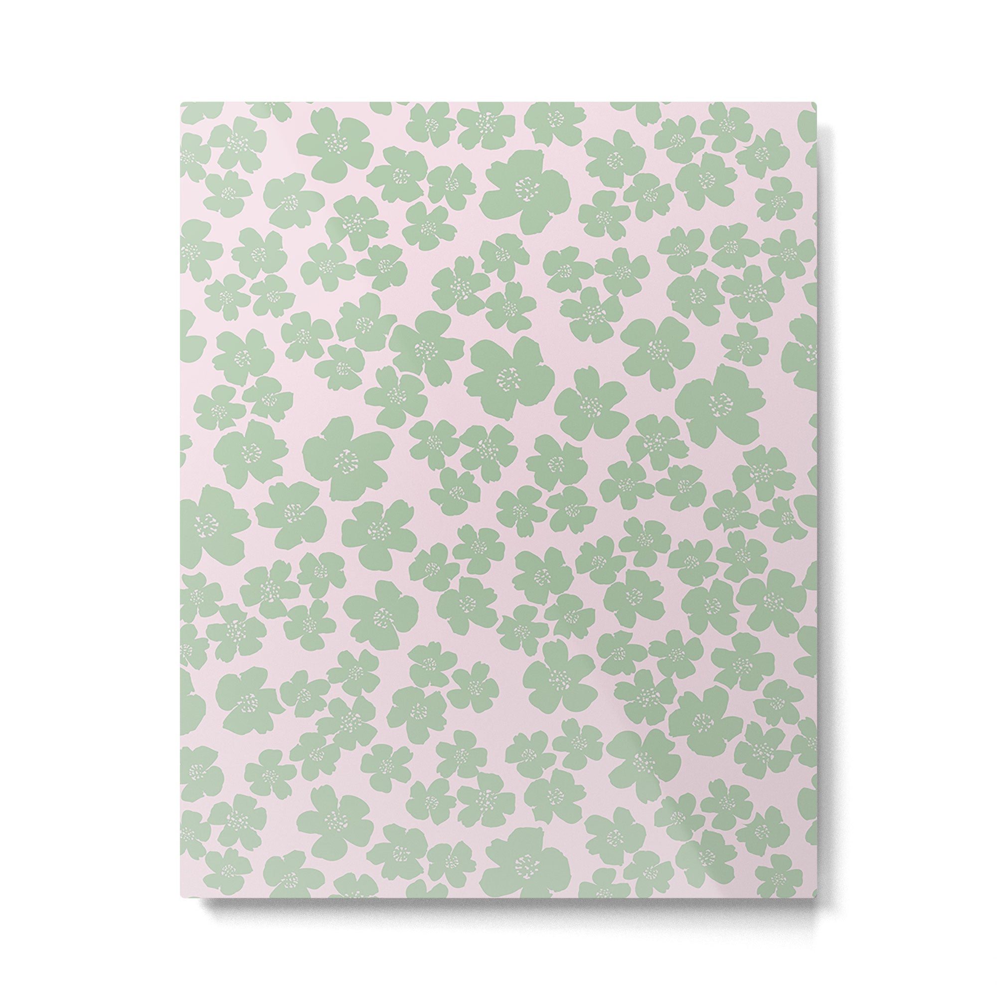 Mint green flower blossom scatter on blush pink Metal Print Gallery Image 6