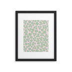 Mint green flower blossom scatter on blush pink Framed Art Print Gallery Image 6