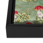 Watercolor moss and mushroom mosaic pattern Framed Canvas Print Gallery Image 3