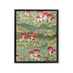 Watercolor moss and mushroom mosaic pattern Framed Canvas Print Gallery Image 8