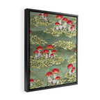 Watercolor moss and mushroom mosaic pattern Framed Canvas Print Gallery Image 2