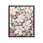 Peach and pink floral field pattern Framed Canvas Print Gallery Image 8