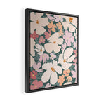 Peach and pink floral field pattern Framed Canvas Print Gallery Image 2