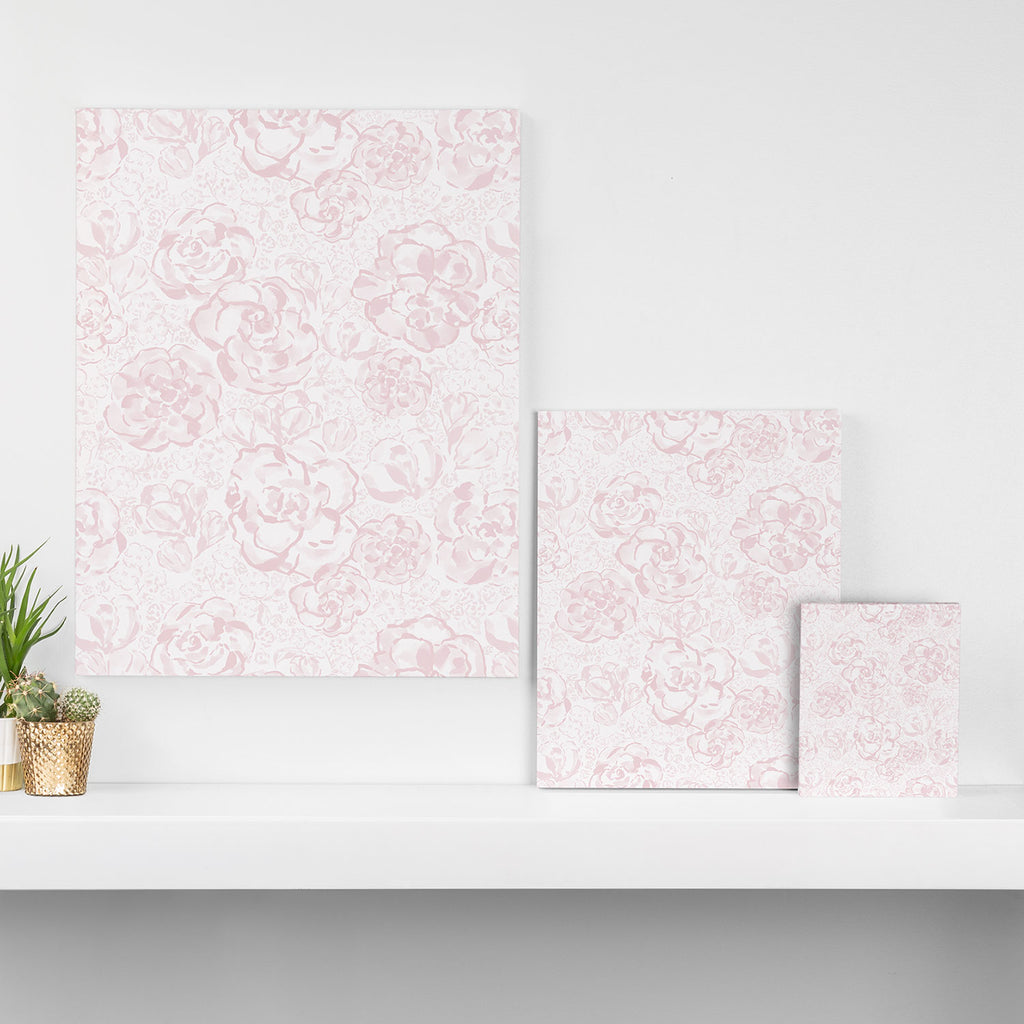 Rose garden floral watercolor - baby pink pattern Canvas Print Gallery Image 3