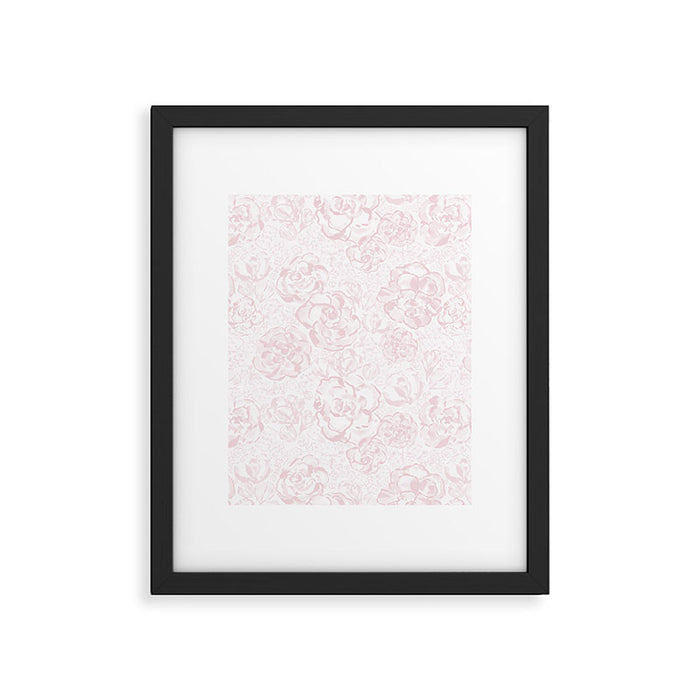 Rose garden floral watercolor - baby pink pattern Framed Art Print Gallery Image 1