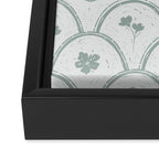 Rustic scallop floral block print - dusty mint pastel green pattern Framed Canvas Print Gallery Image 3