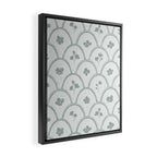 Rustic scallop floral block print - dusty mint pastel green pattern Framed Canvas Print Gallery Image 2