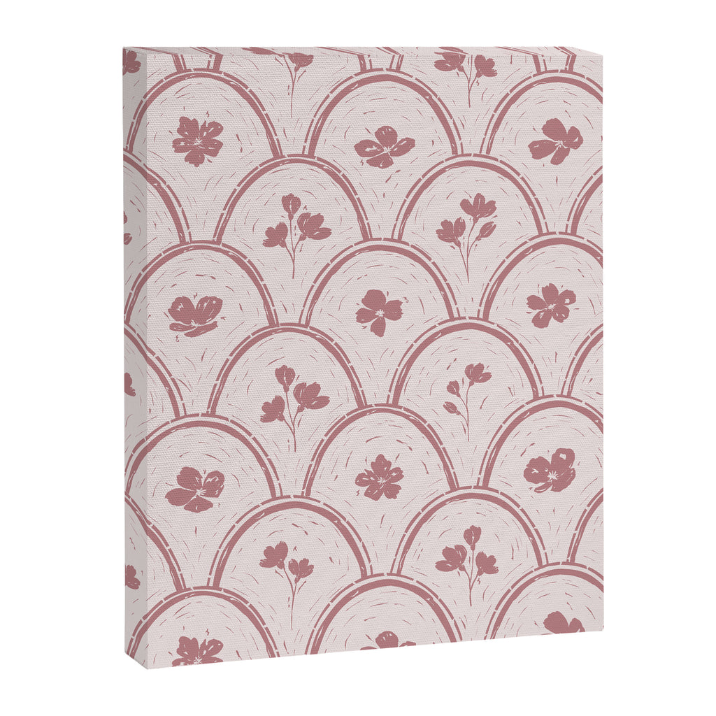 Rustic scallop floral block print - dusty rose pink pattern Canvas Print Gallery Image 8