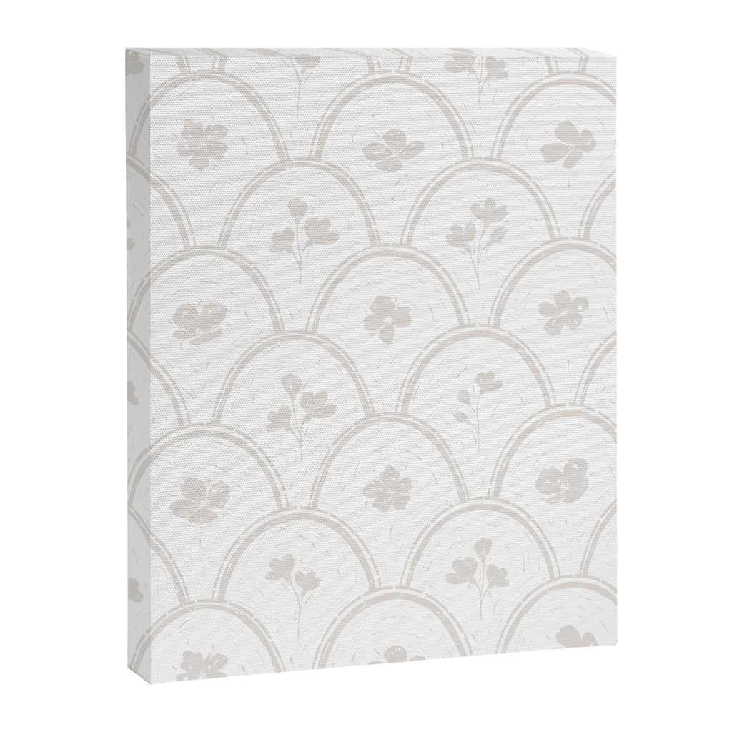 Rustic scallop floral block print - natural soft mushroom pattern Canvas Print Gallery Image 8