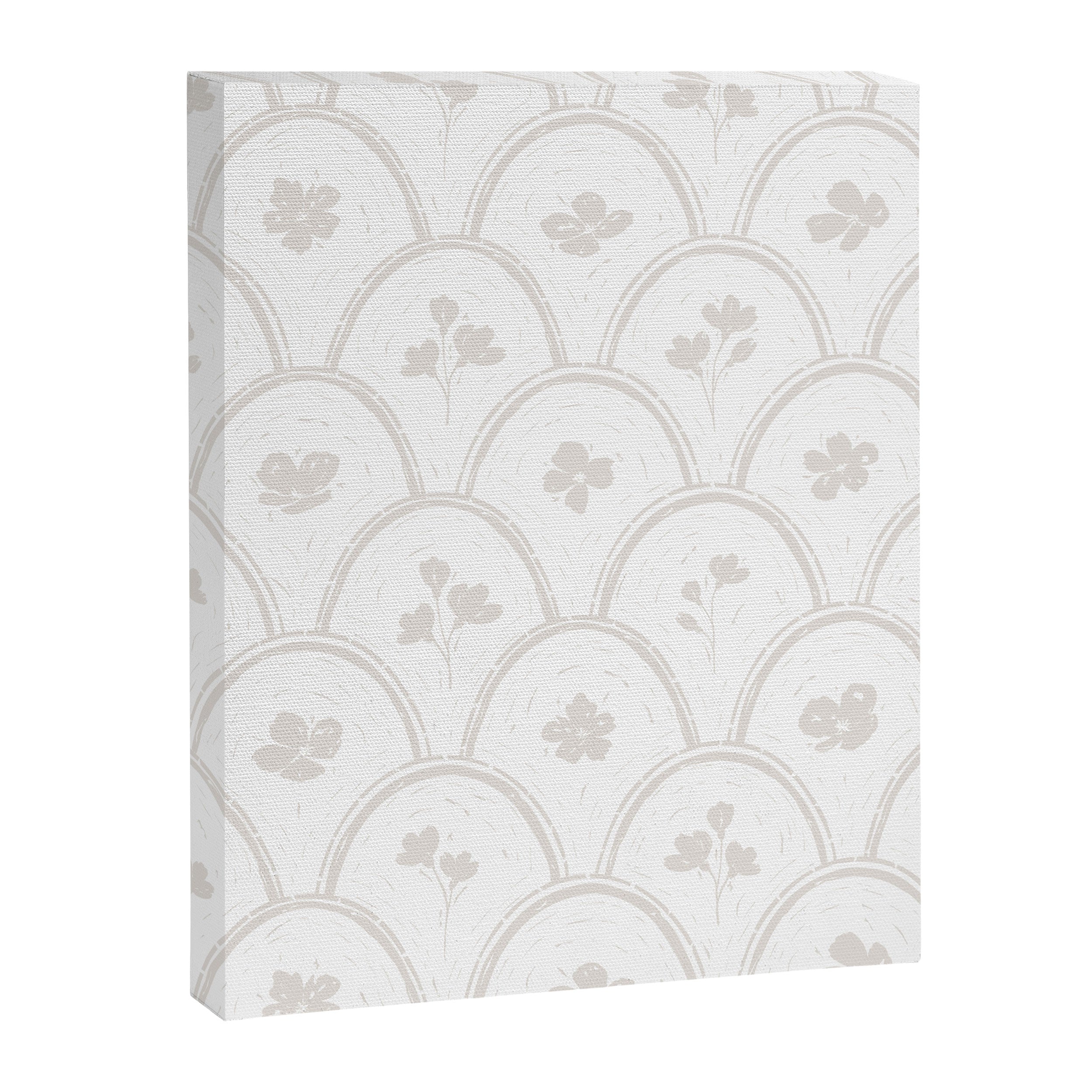 Rustic scallop floral block print - natural soft mushroom pattern Canvas Print Gallery Image 8