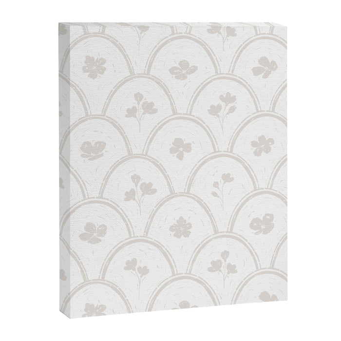 Rustic scallop floral block print - natural soft mushroom pattern Canvas Print Gallery Image 1