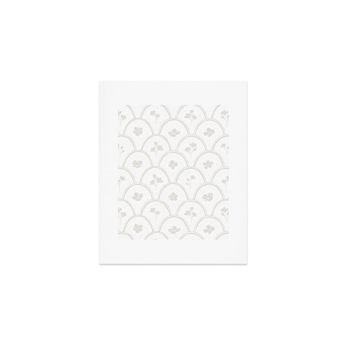 Rustic scallop floral block print - natural soft mushroom pattern Art Print Gallery Image 1