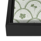 Rustic scallop floral block print - sage green pattern Framed Canvas Print Gallery Image 3