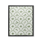 Rustic scallop floral block print - sage green pattern Framed Canvas Print Gallery Image 8