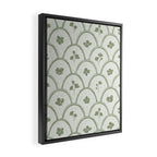 Rustic scallop floral block print - sage green pattern Framed Canvas Print Gallery Image 2
