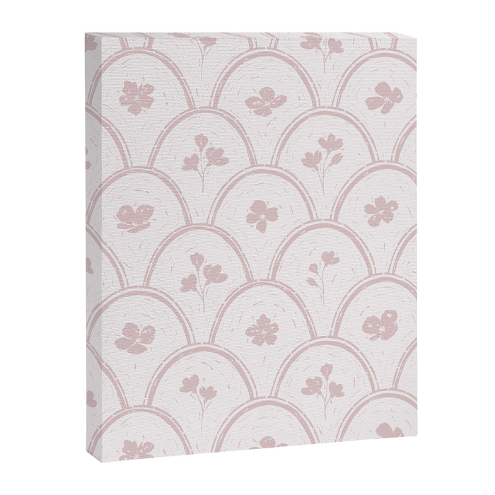 Rustic scallop floral block print - soft blush baby pink pattern Canvas Print Gallery Image 1
