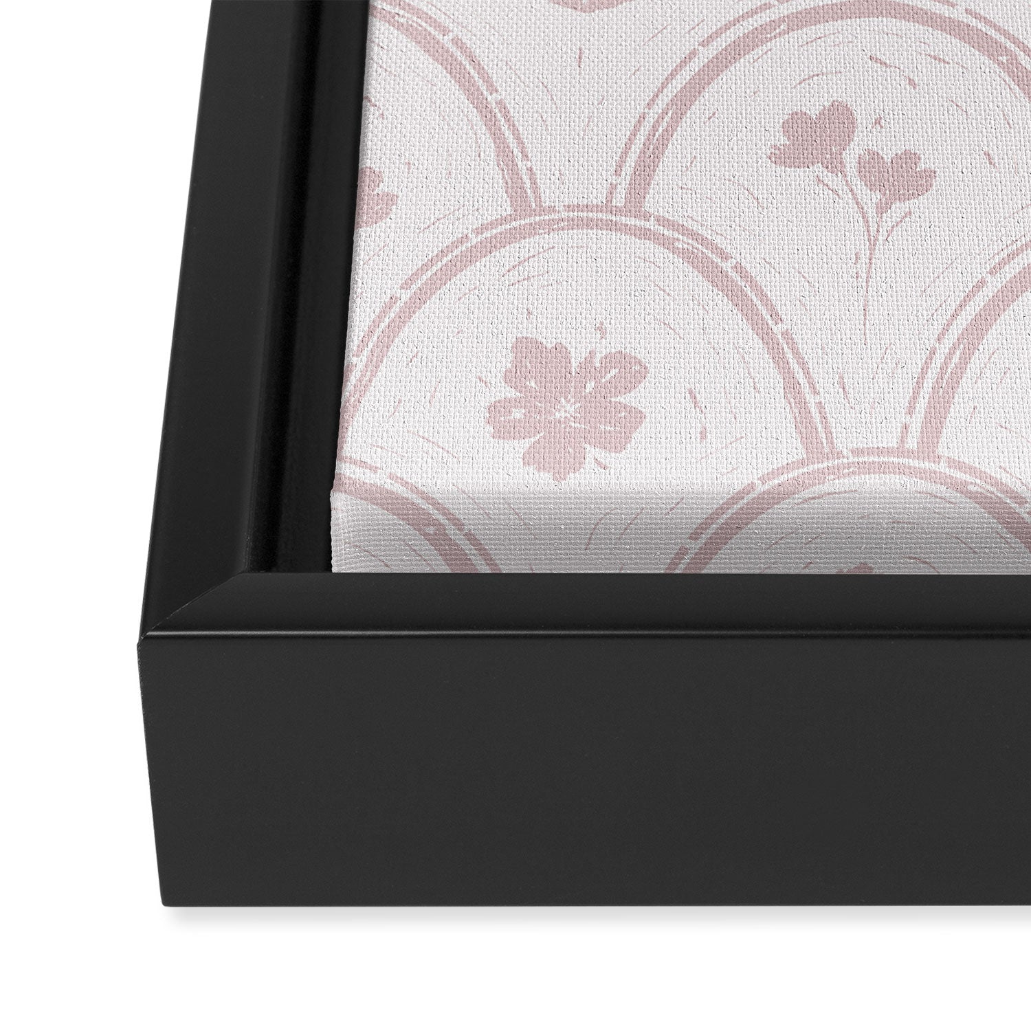 Rustic scallop floral block print - soft blush baby pink pattern Framed Canvas Print Gallery Image 3