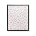Rustic scallop floral block print - soft blush baby pink pattern Framed Canvas Print Gallery Image 8