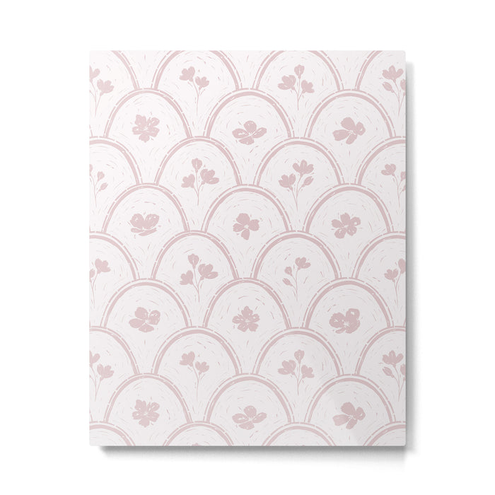 Rustic scallop floral block print - soft blush baby pink pattern Metal Print Gallery Image 1