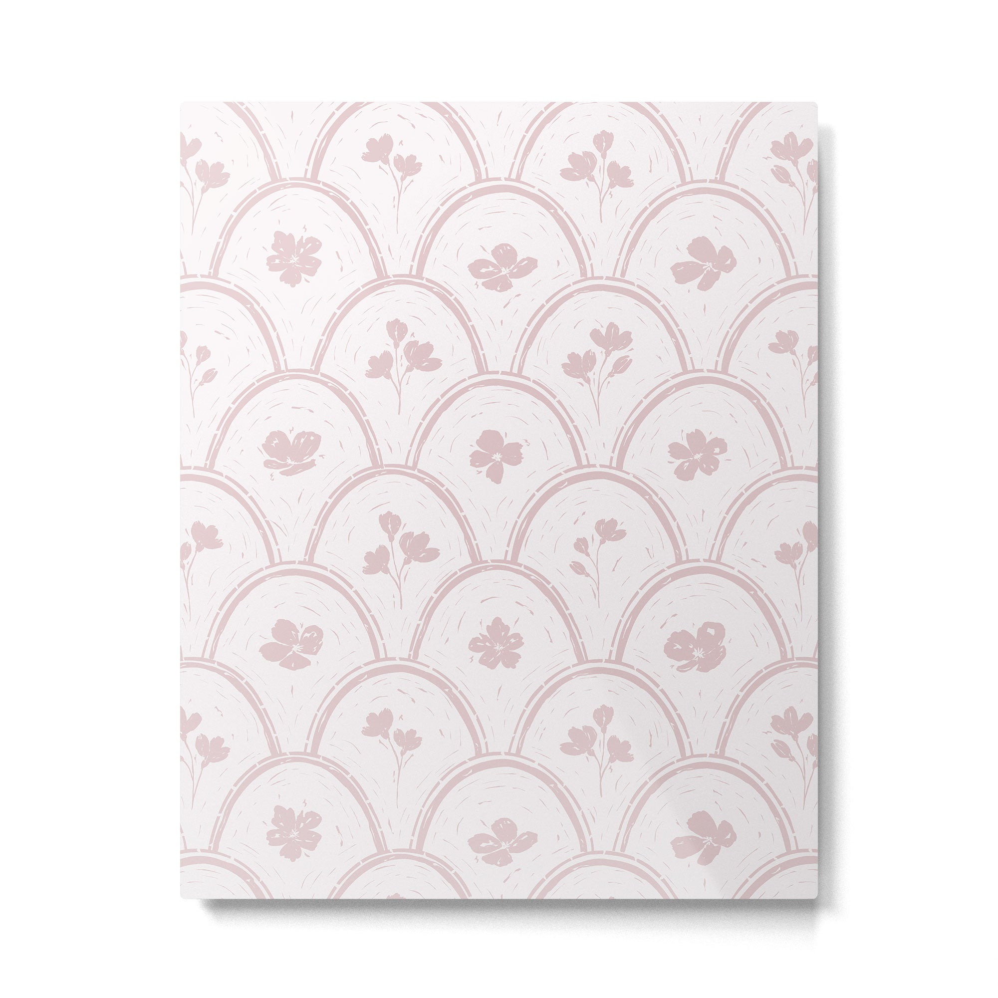 Rustic scallop floral block print - soft blush baby pink pattern Metal Print Gallery Image 6