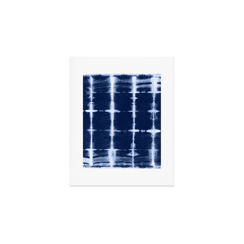 Shibori itajime indigo square pattern Art Print Gallery Image 1