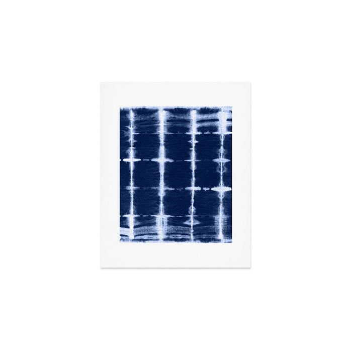 Shibori itajime indigo square pattern Art Print Gallery Image 1