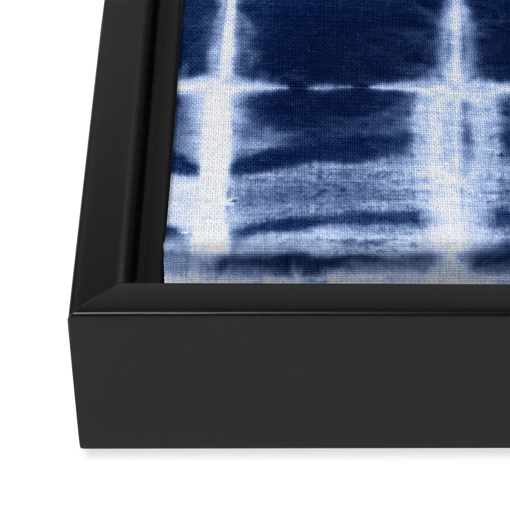 Shibori itajime indigo square pattern Framed Canvas Print Gallery Image 3