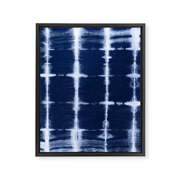 Shibori itajime indigo square pattern Framed Canvas Print Gallery Image 1