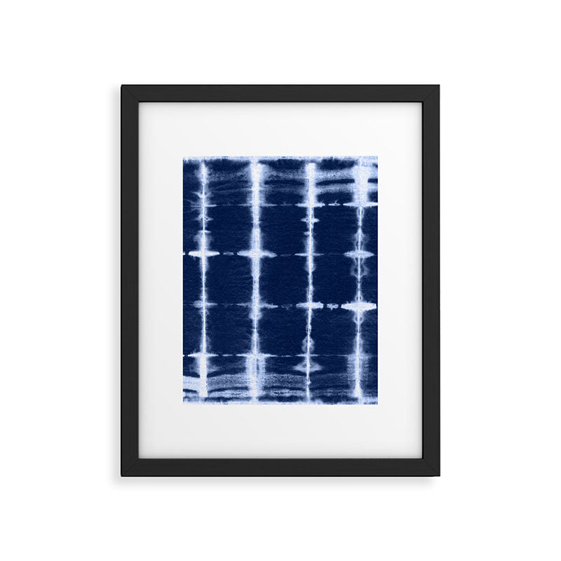 Shibori itajime indigo square pattern Framed Art Print Gallery Image 6