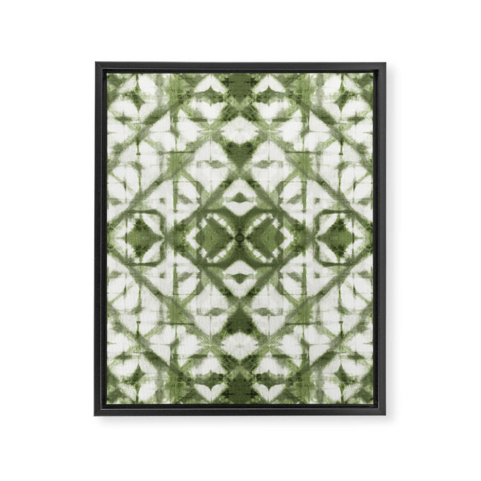 Shibori olive diamond tie dye patetrn Framed Canvas Print Gallery Image 1