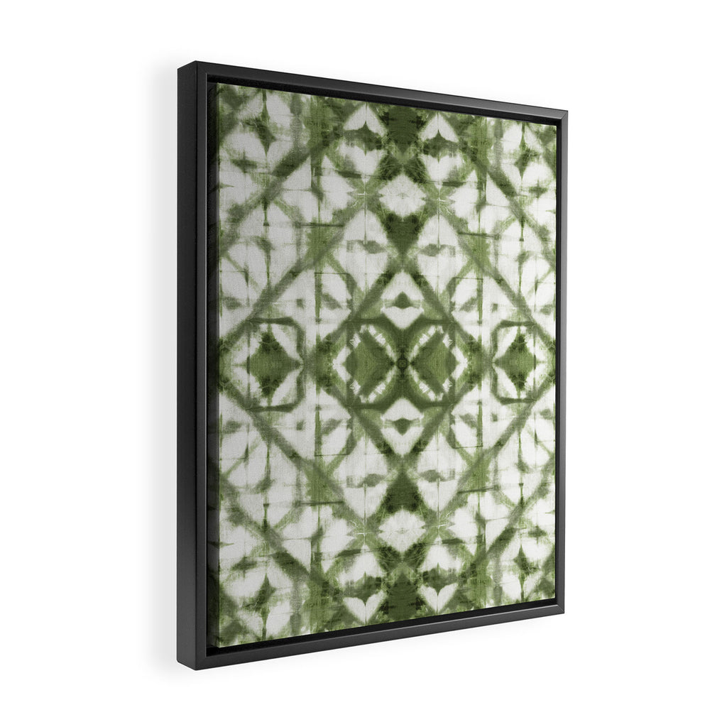 Shibori olive diamond tie dye patetrn Framed Canvas Print Gallery Image 2