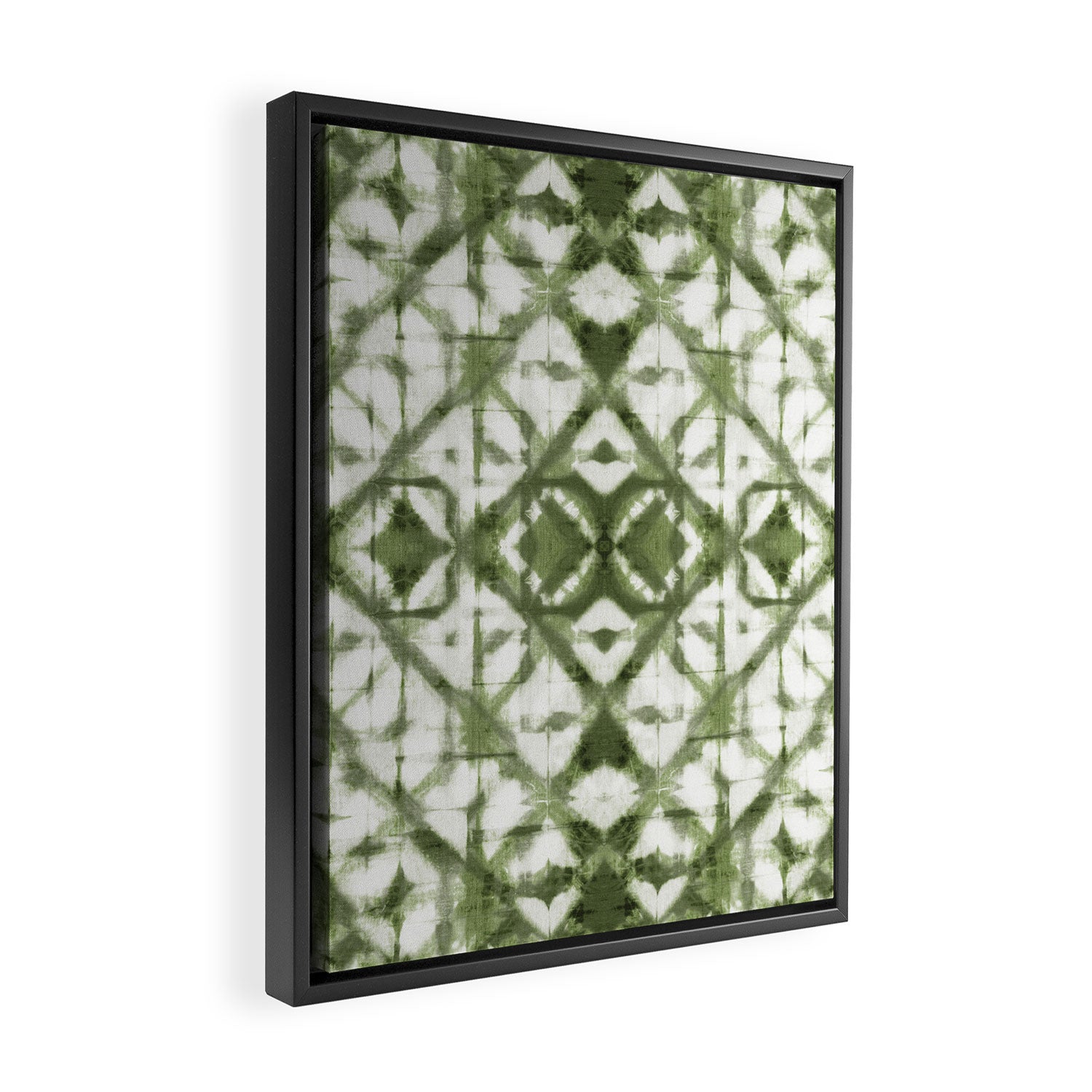 Shibori olive diamond tie dye patetrn Framed Canvas Print Gallery Image 2