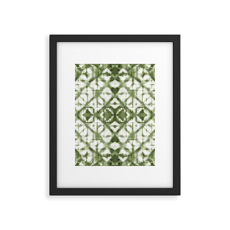 Shibori olive diamond tie dye patetrn Framed Art Print Gallery Image 6