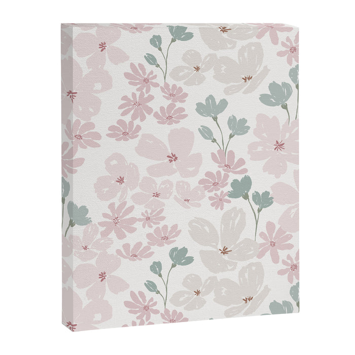 Soft meadow blooms - baby pink, rosy blush and warm beige floral pattern Canvas Print Gallery Image 1