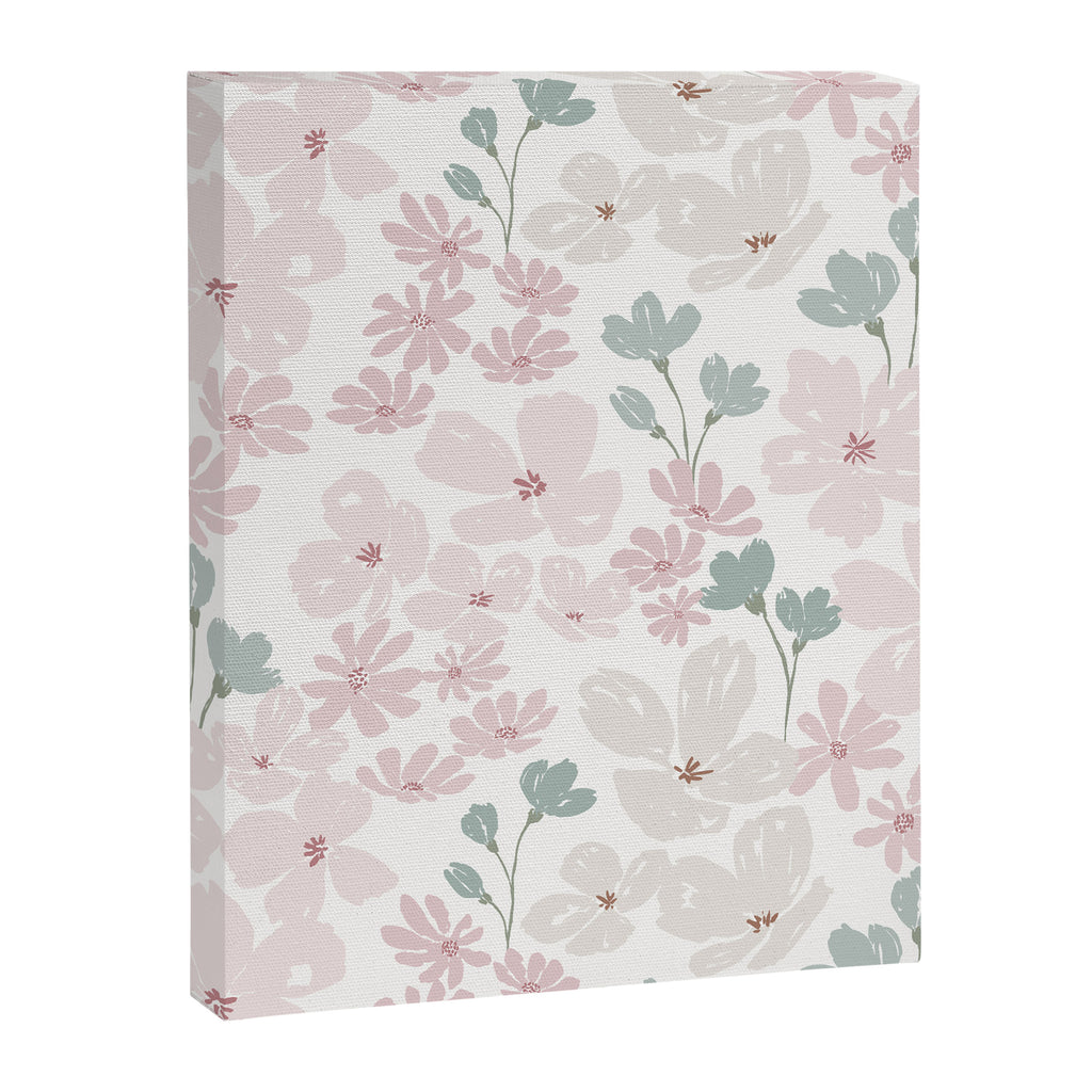 Soft meadow blooms - baby pink, rosy blush and warm beige floral pattern Canvas Print Gallery Image 8