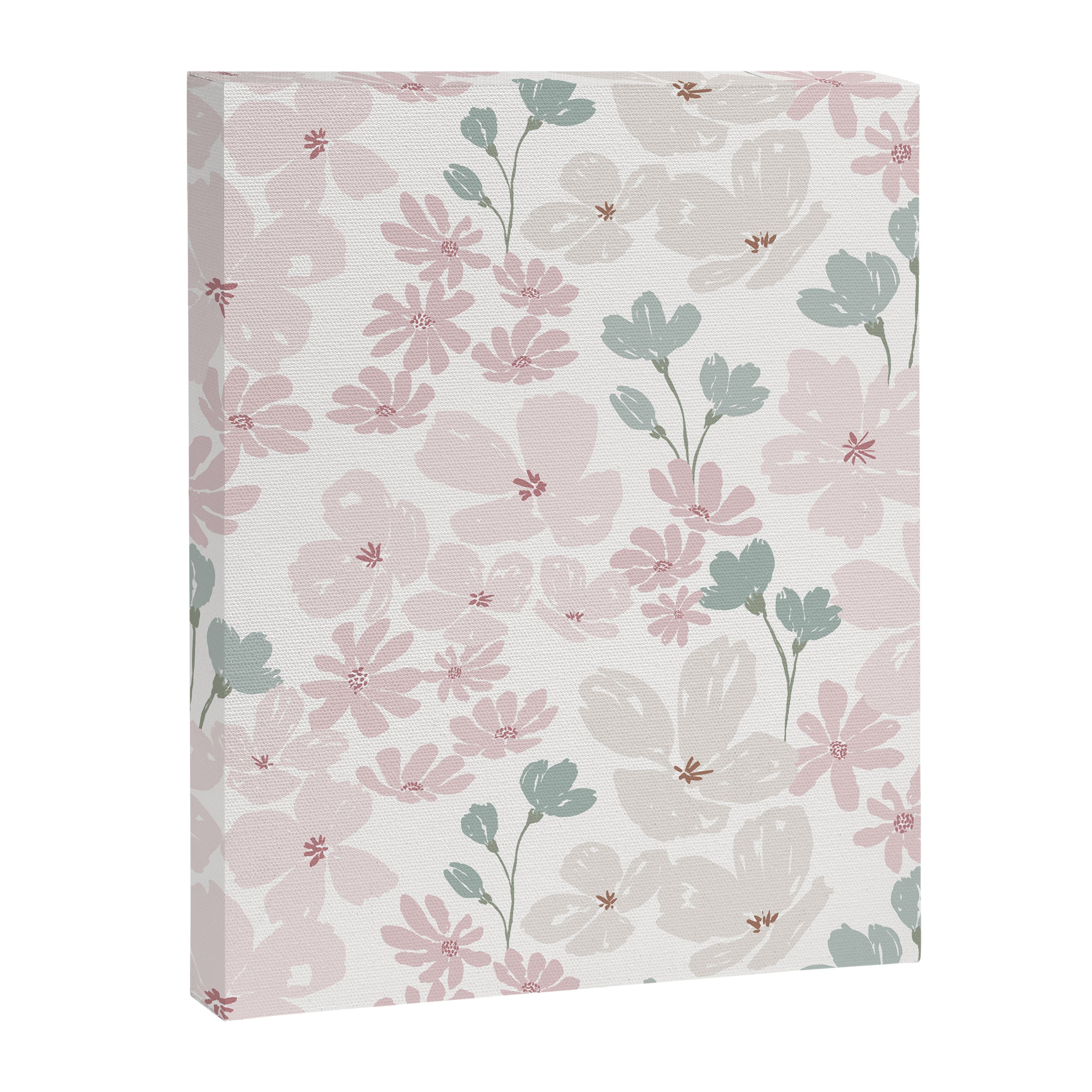 Soft meadow blooms - baby pink, rosy blush and warm beige floral pattern Canvas Print Gallery Image 8