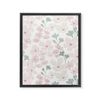 Soft meadow blooms - baby pink, rosy blush and warm beige floral pattern Framed Canvas Print Gallery Image 8