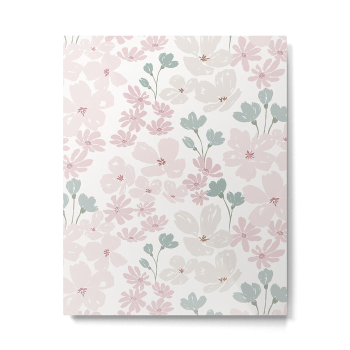 Soft meadow blooms - baby pink, rosy blush and warm beige floral pattern Metal Print Gallery Image 1