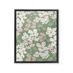 Soft meadow blooms - dusty mint, cream and pink floral pattern Framed Canvas Print Gallery Image 8