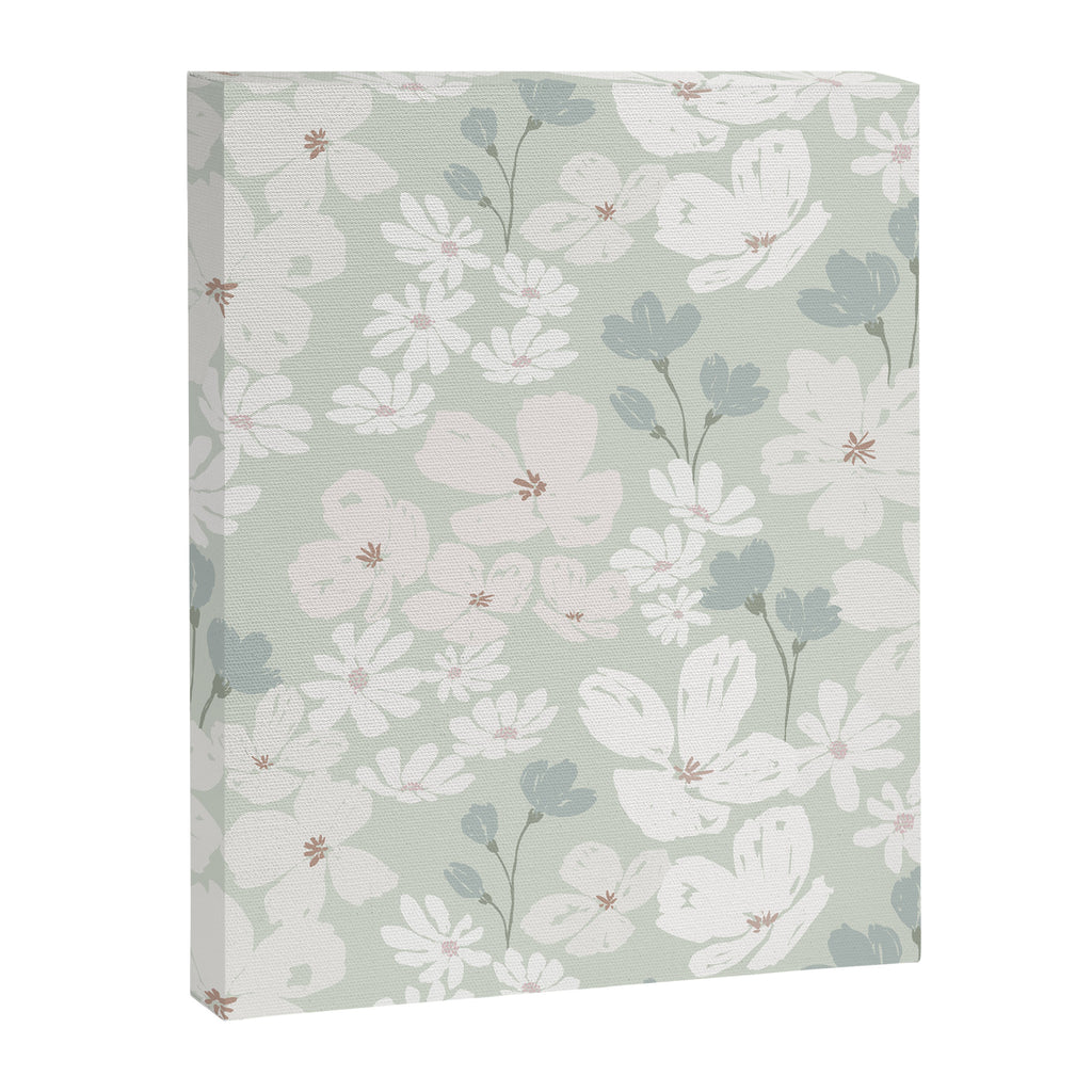 Soft meadow blooms - muted mint, dusty green and beige floral pattern Canvas Print Gallery Image 8