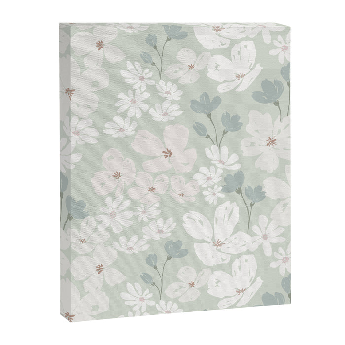 Soft meadow blooms - muted mint, dusty green and beige floral pattern Canvas Print Gallery Image 1