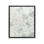 Soft meadow blooms - muted mint, dusty green and beige floral pattern Framed Canvas Print Gallery Image 8